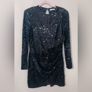 Mango Sequin long sleeve dress . Size L